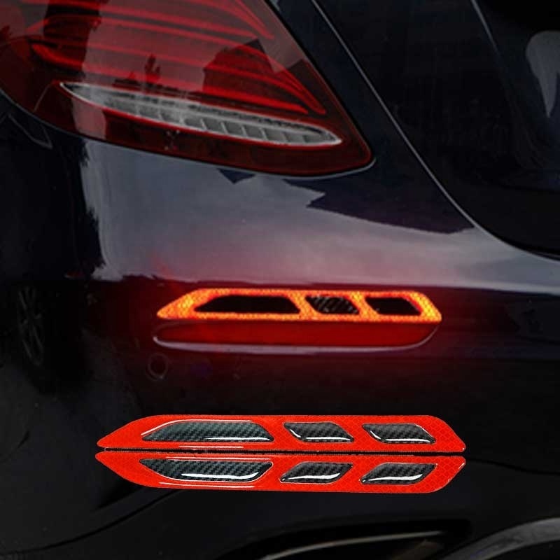 2PCS Anti Scratch Night Visibility Car Rear Bumper Trunk Safety Warning Sticker Car Strong Reflective Stripe Stickers