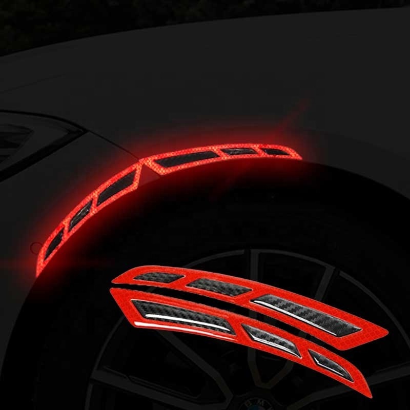 2PCS Car Reflective Stickers Reflective Bumper Wheel Eyebrow Fender Stickers Reflective Safety Warning Stripe Stickers for Car