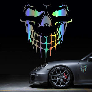 Factory Custom Logo Reflective Multicolored Cartoon Waterproof Vinyl Auto Exterior Decoration 3D Laser Skull Car Stickers Decals