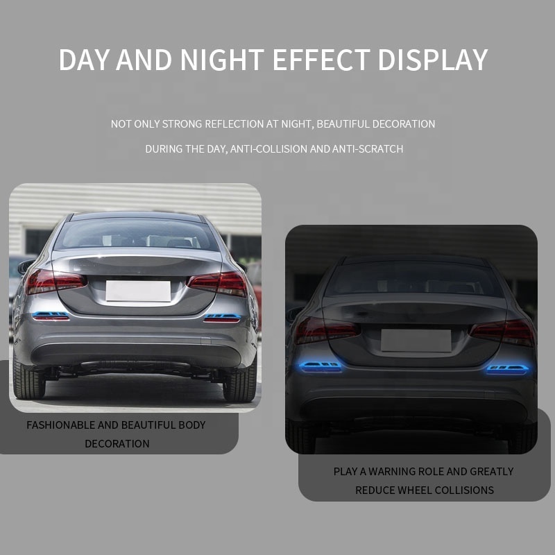 2PCS Anti Scratch Night Visibility Car Rear Bumper Trunk Safety Warning Sticker Car Strong Reflective Stripe Stickers