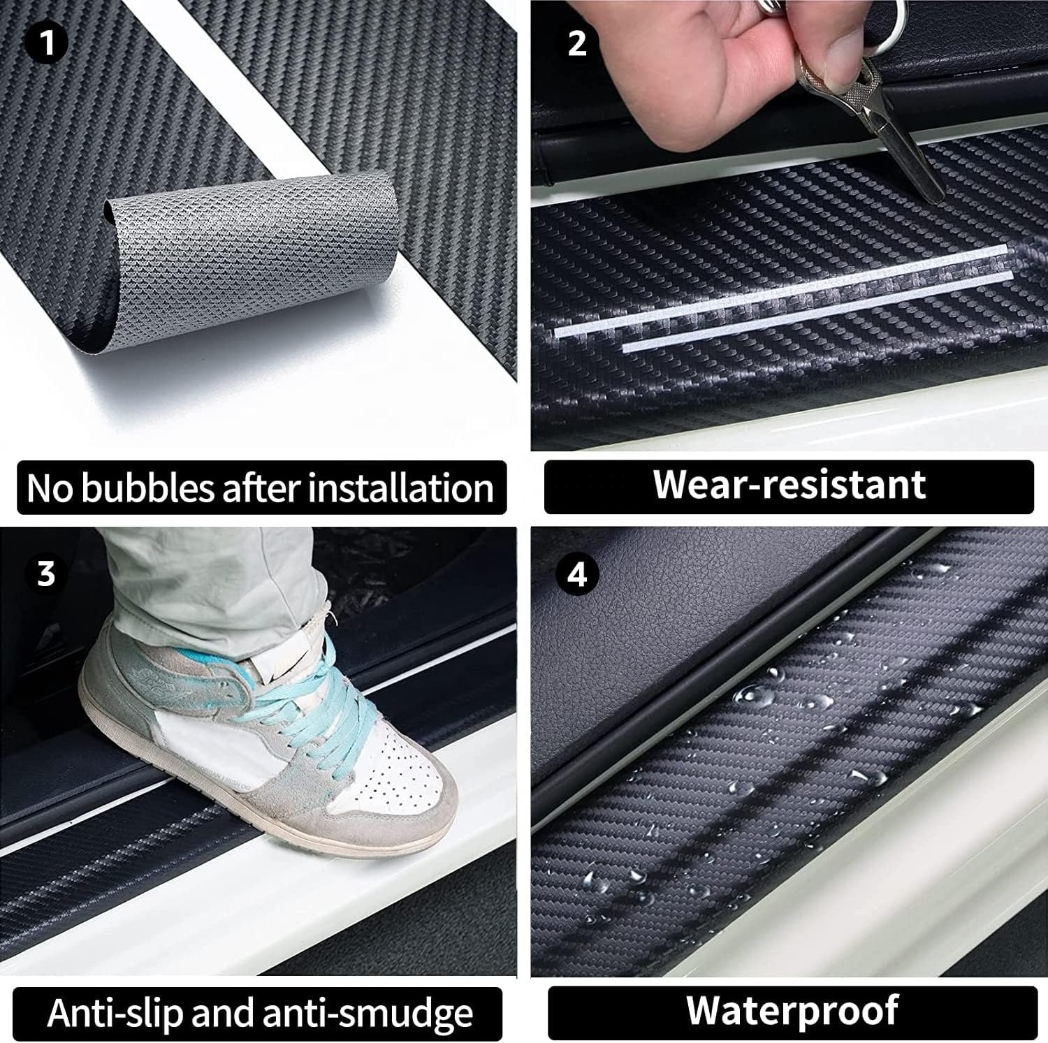 Factory Car Door Sill Anti-Scratch Carbon Fiber Stickers Car Door Protection Decoration Accessories