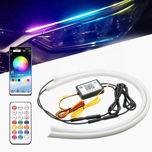 Car Daytime Running Light Turn Signal Light Brake Flow Multi-mode Magic Color Flow Guide Light Bar Led Headlight Strip