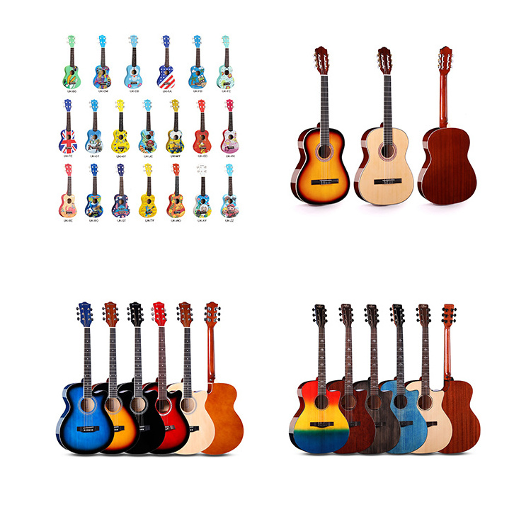 Cheapest Inventory Guitar Prop Acoustic  Guitar/Classic Guitar/Ukulele defective guitar for decoration China factory direct sale