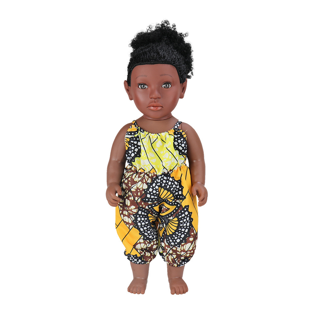 Factory direct sale  plastic 18 inch vinyl doll lifelike african black fashion girl dolls for children