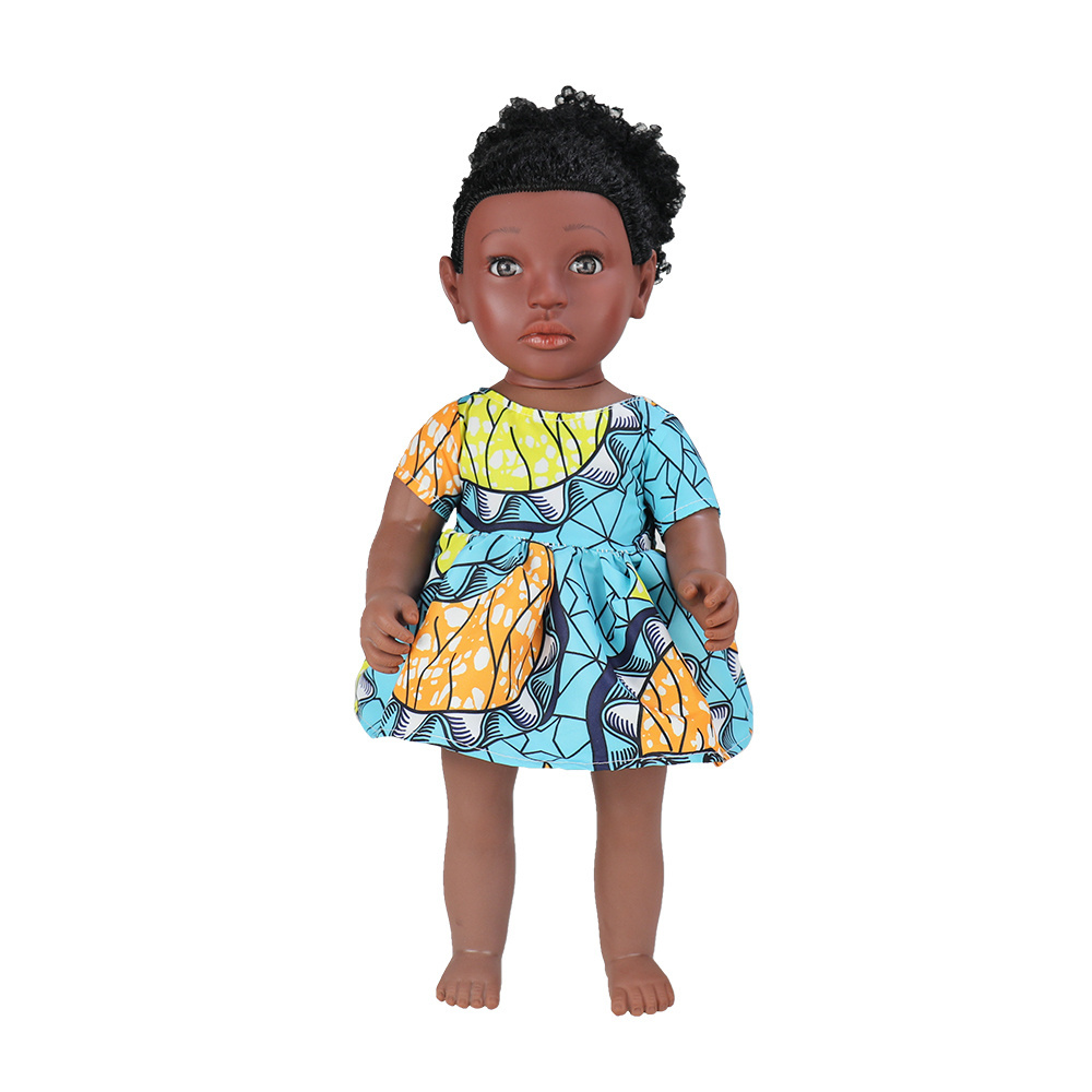 Factory direct sale  plastic 18 inch vinyl doll lifelike african black fashion girl dolls for children