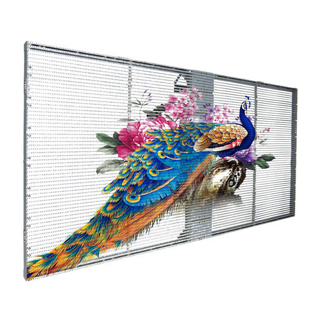 Commercial centre glass window wall mesh indoor p3.91 transparent flexible led display screen