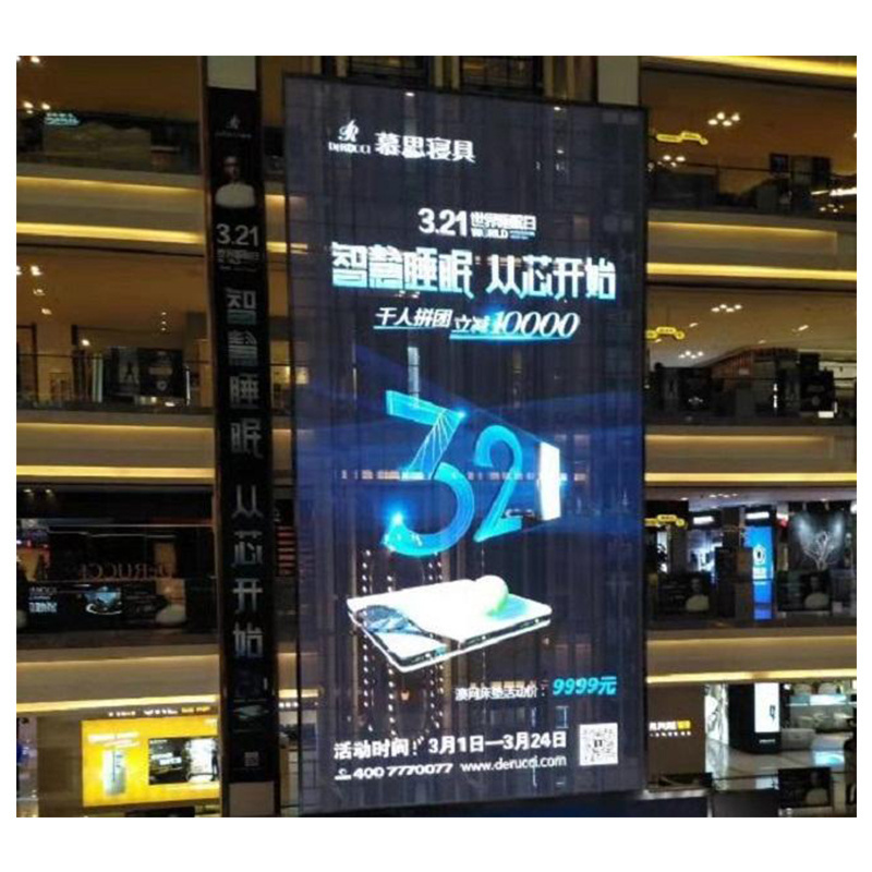 Commercial centre glass window wall mesh indoor p3.91 transparent flexible led display screen