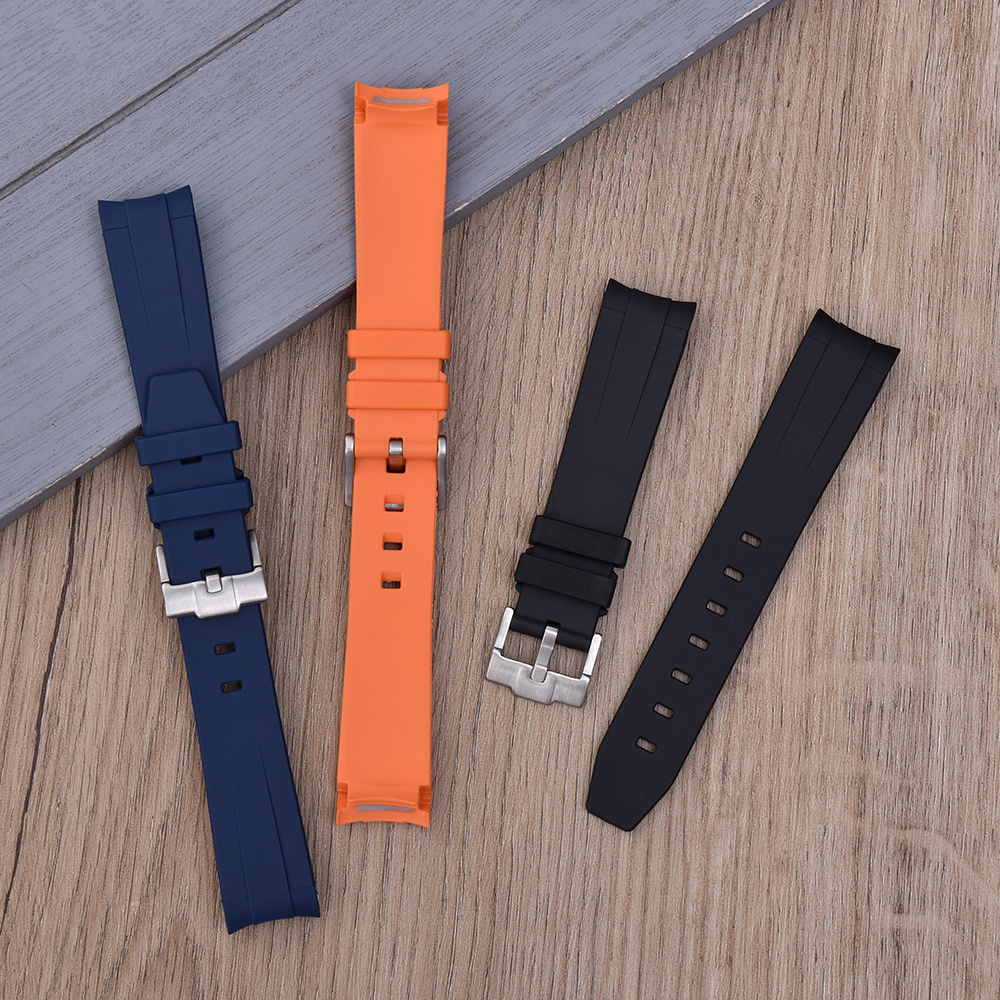 JUELONG Curved End Soft TPU Silicone Rubber Watch Band Strap Replacement for TPU Watch Band Curved End Rubber Watch Strap