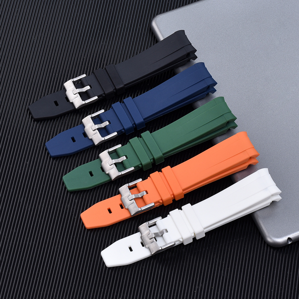 JUELONG Curved End Soft TPU Silicone Rubber Watch Band Strap Replacement for TPU Watch Band Curved End Rubber Watch Strap