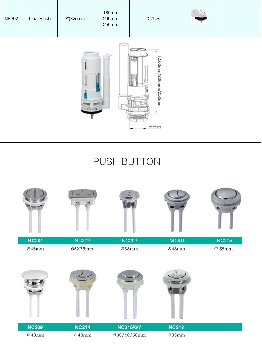 Cistern Fitting Factory Direct Sales of High Quality  Tank Fitting Anti Siphon Dual Flush Toilet Valve