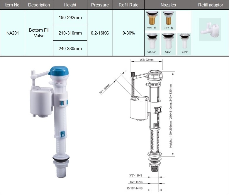 Cistern Fitting Top Quality Adjustable Toilet Fill Valve  Bottom Inlet  Fill Valve Toilet