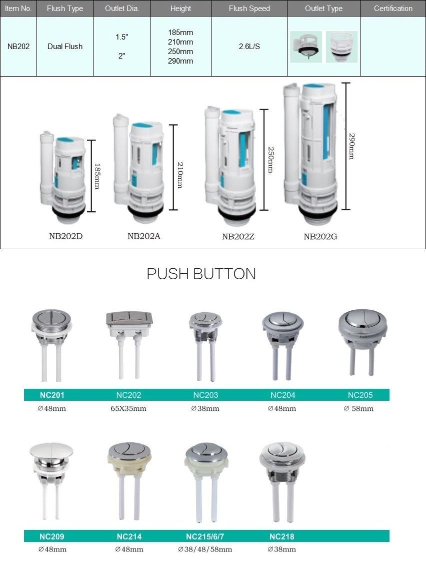 Toilet Fitting Toilet repair kits Cistern Fitting Dual Flush Valve