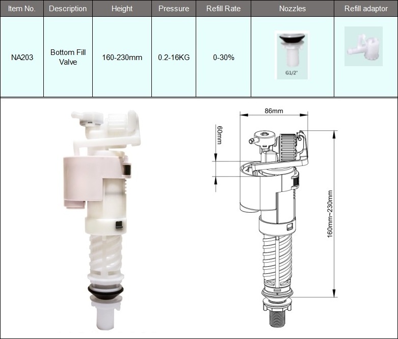 Fast assemble High pressure cistern fitting toilet repair kits toilet fitting  bottom fill valve