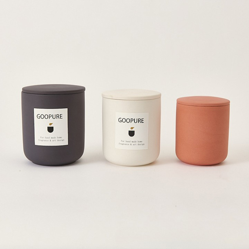 Private Label Luxury Ceramics Candle Jars with lid concrete candle container for Candle Making Decorations Supplies