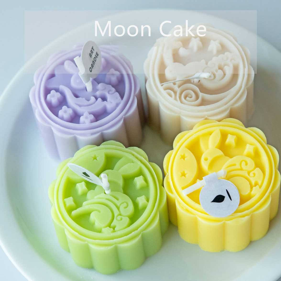 Candles supplies Personalized Flower Rabbit Mooncake Candle for Mid-Autumn Festival Christmas Easter Ramadan Chinese New Year