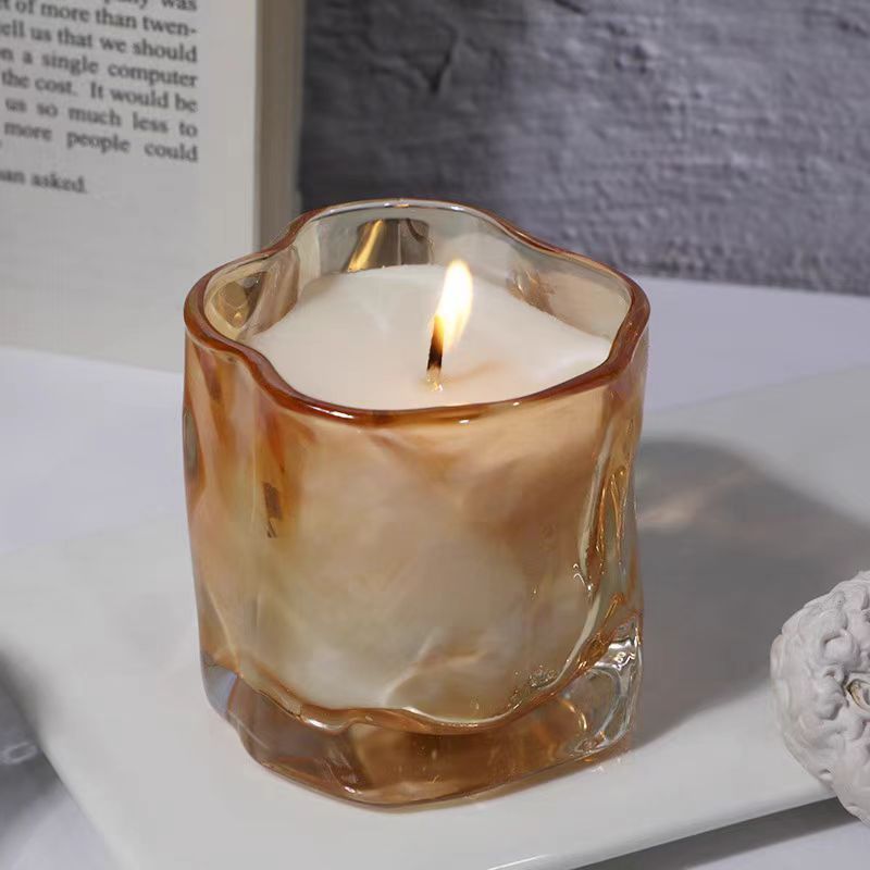 2024 Popular Heterogeneous Rainbow Glass Container Aroma Candle Jar for Making Soybean Candles