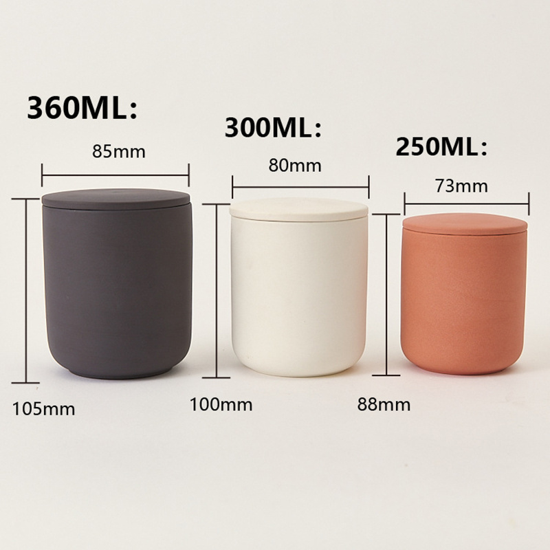 Private Label Luxury Ceramics Candle Jars with lid concrete candle container for Candle Making Decorations Supplies