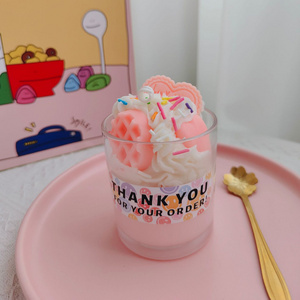 Wholesale Customized labels food ice creamhandmade cup wax cute cream glass scented candles wedding favors