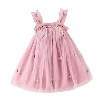 1 Pcs Custom Label Butterfly Tulle Summer Baby Infant Clothing Tank Tops Tutu Girls Clothing Toddler Dress