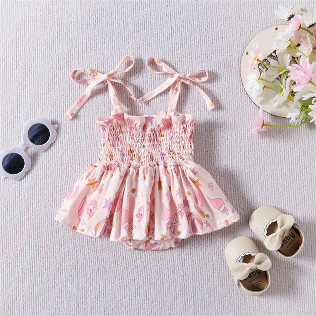 Custom Hot Stamping Cotton Romper Summer Newborn Infant Toddler Clothing Girls Baby Tutu Romper