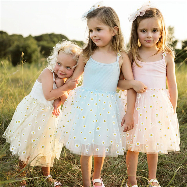 1 Pcs Private Label Floral tulle Summer Baby Infant Clothing Girls Toddler Sundress