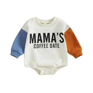 1 Pcs Personalized Logo Autumn MAMA'S Contrast Color Long Sleeve Sweatshirt Baby Neutral Bodysuit