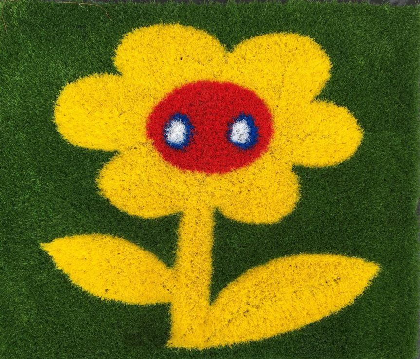 Eco-Friendly Synthetic Turf Durable Rainbow Design Cartoon Artificial Grass