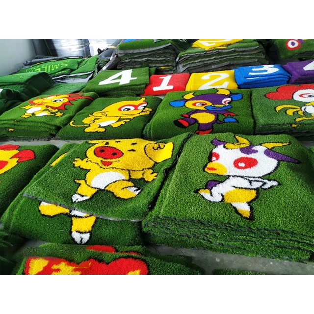 Eco-Friendly Synthetic Turf Durable Rainbow Design Cartoon Artificial Grass