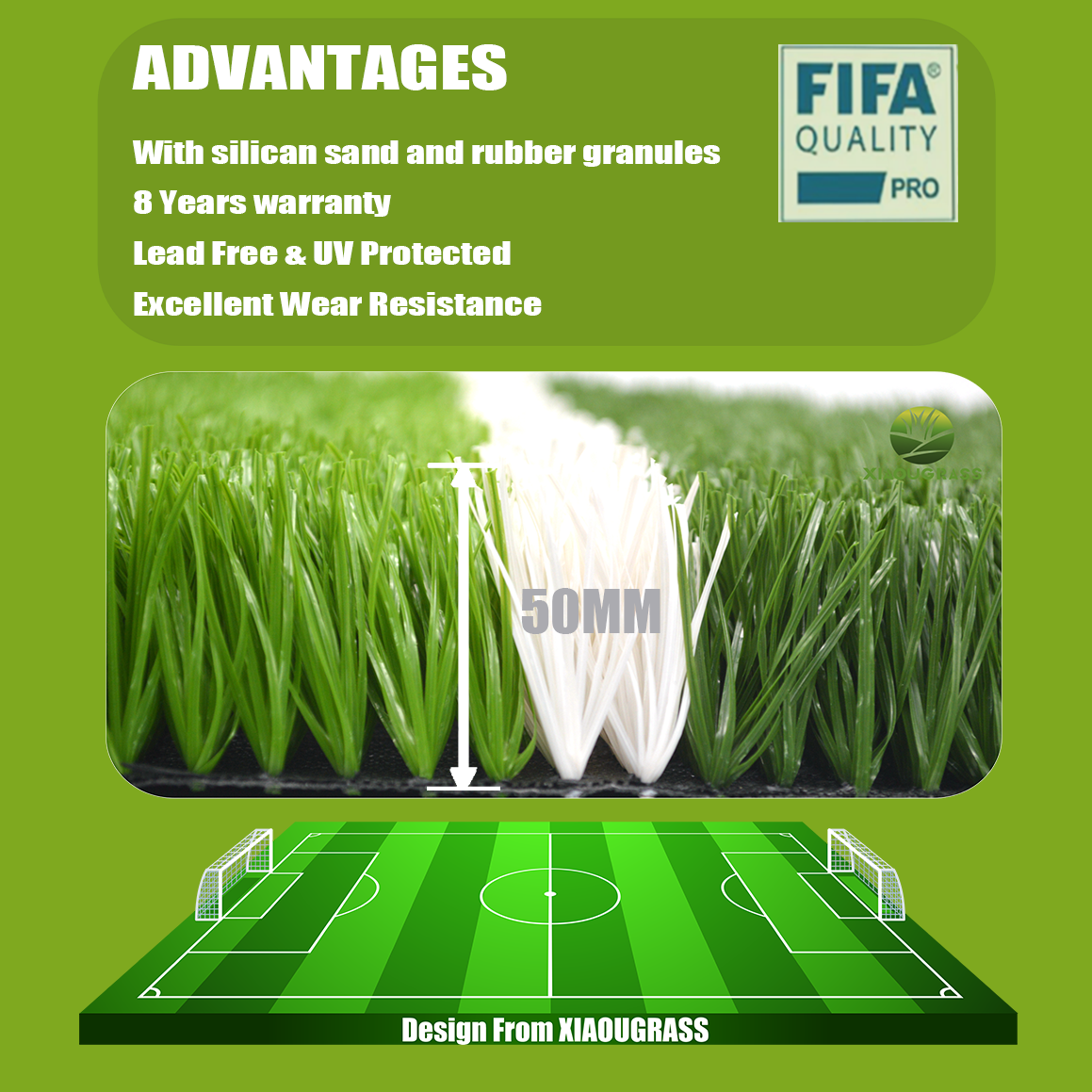 Custom FIFA football artificial turf artificial football turf artificial grass for football field