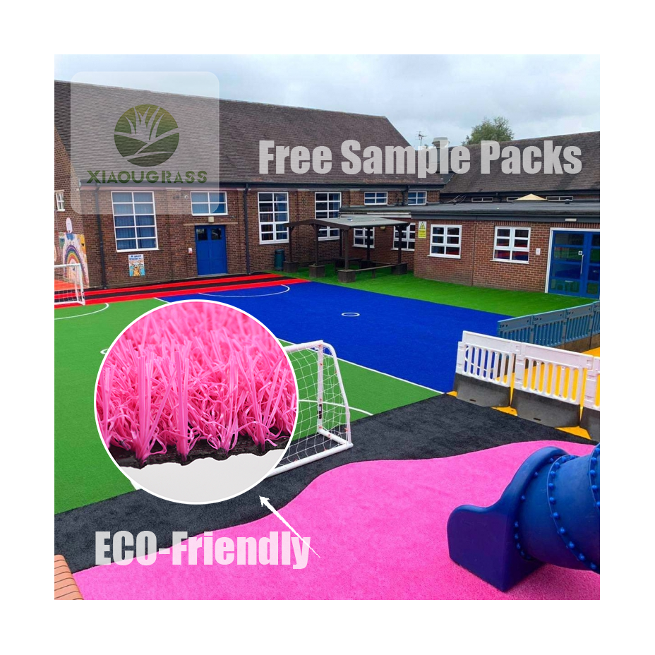 Free Samples Multiple color and natural looking pink Artificial Grass for Kindergarten and playground