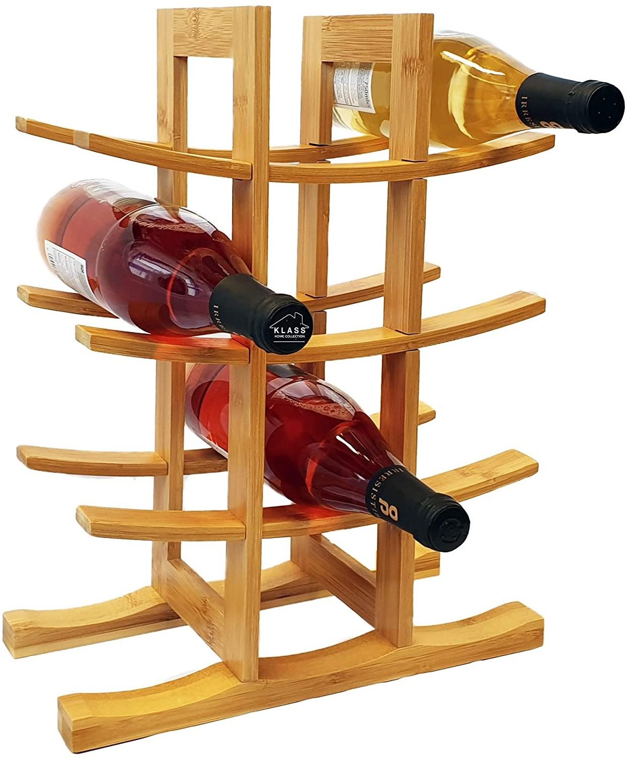 Wholesale Free-Standing Natural Brown Original Design 12 Standard Bottles Wine Display Rack Bamboo Wine Rack