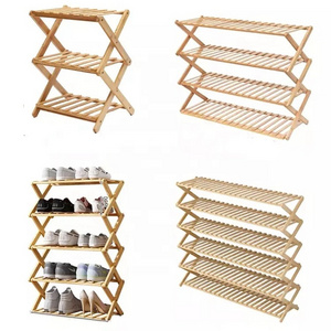 Multiple specifications 2 3 4 5 6 tiers folding bamboo shoe standing plant shelves shoe rack