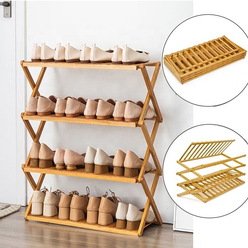 Multiple specifications 2 3 4 5 6 tiers folding bamboo shoe standing plant shelves shoe rack