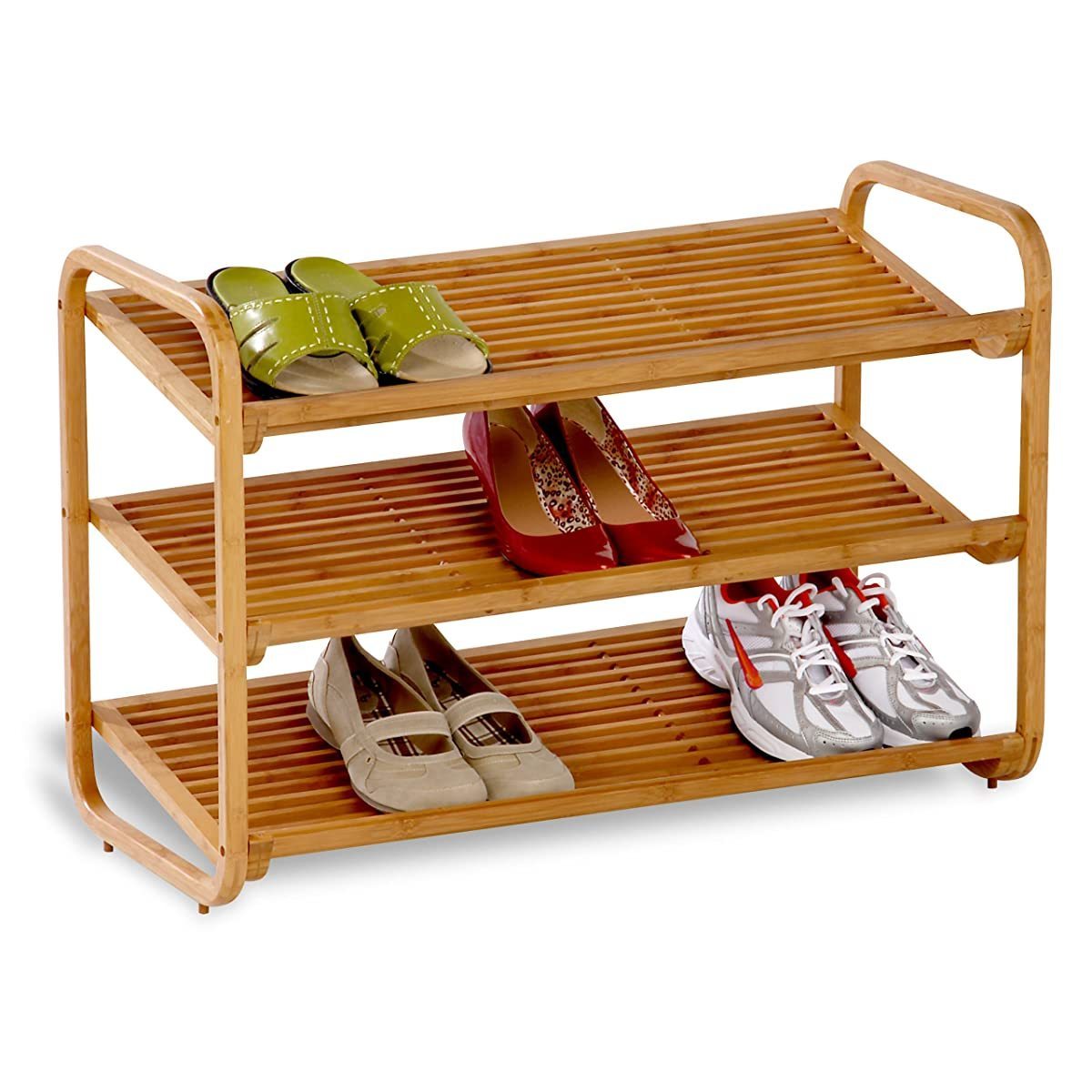 Shoes Single Display Rack Bamboo 3-Tier Shoe Shelf