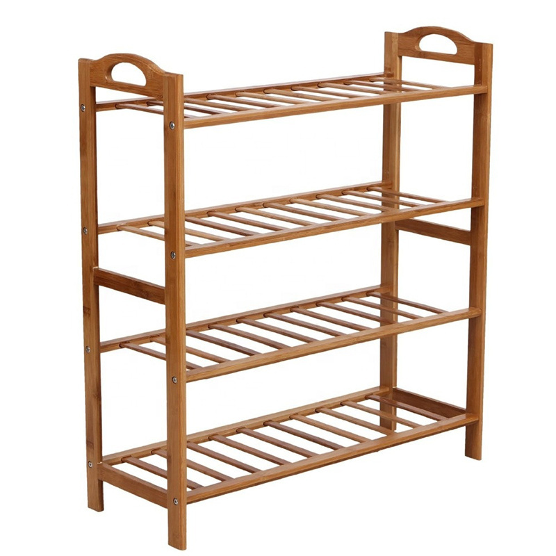 4 Tier Bamboo Closet Shoe Storage Organizer Rack