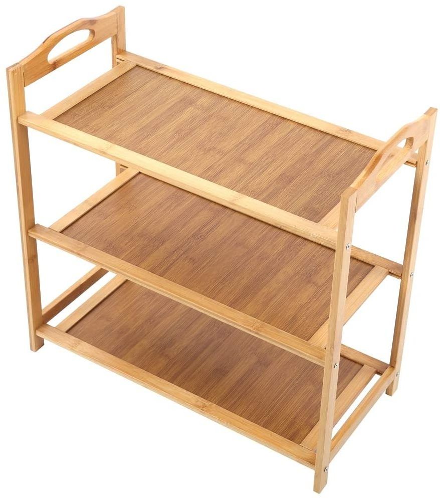 Durable and Sturdy Dimensions Shoes Rack 3 Tier DIY Free Standing Bamboo Shoes Shelf Organizer for Home Bedroom Entryway