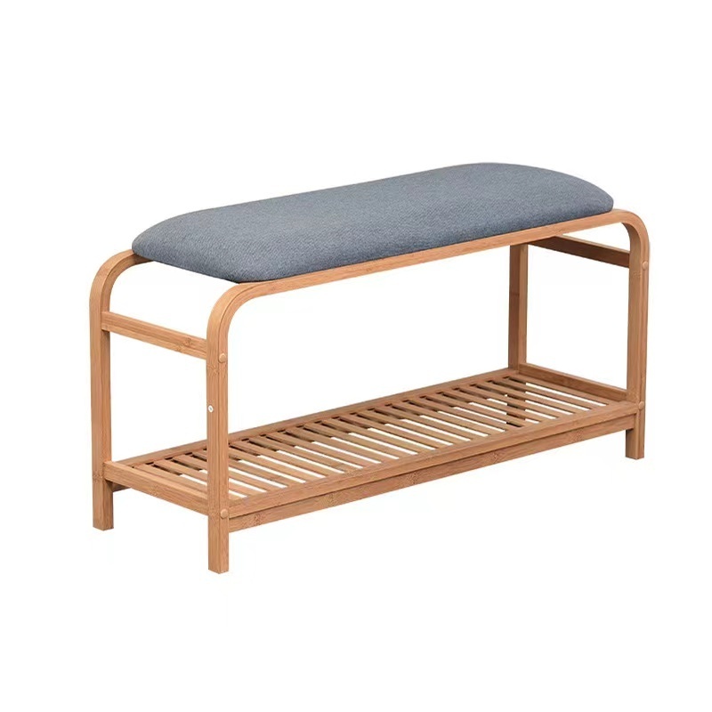 Cheap long bench cushion shoes storage rack entance shoes changing bamboo bench