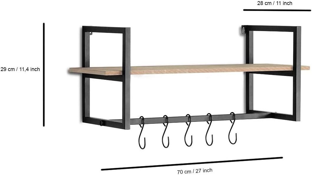 Wholesale Wall Coat Rack Bamboo Coat Hanger with Shelf in Hallway