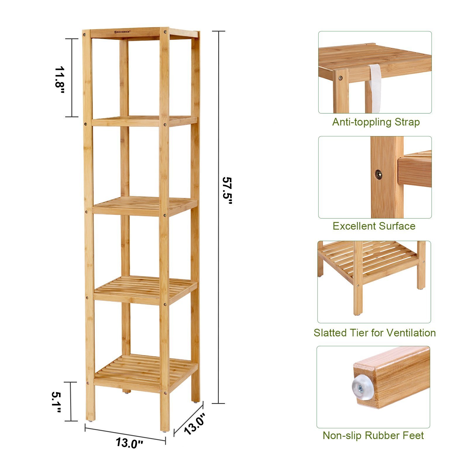 CUSTOM Multifunctional Storage Rack Corner 100% Bamboo Bathroom Shelf for Kitchen Livingroom Bedroom Hallway