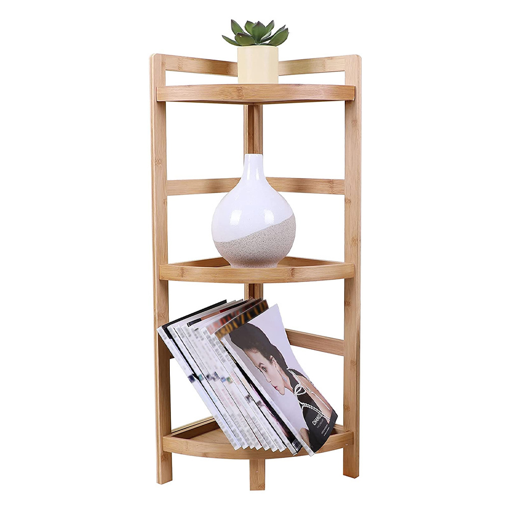 3 storey multifunctional shelving unit living room bathroom kitchen storage bamboo corner shelf storage