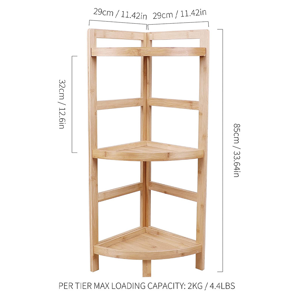 3 storey multifunctional shelving unit living room bathroom kitchen storage bamboo corner shelf storage