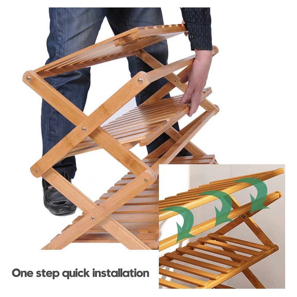 Foldable multifunctional free vertical storage and finishing device  bamboo shoe rack