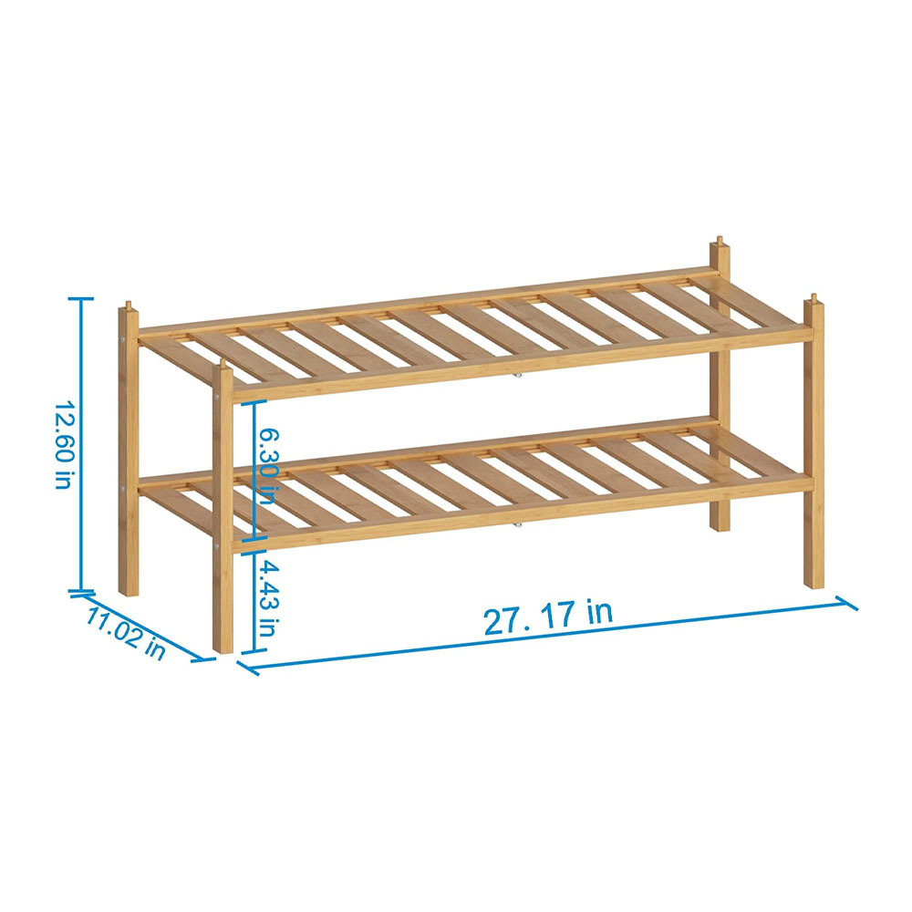 2 storey stackable storage rack is suitable for entrance corridor bamboo shoes rack