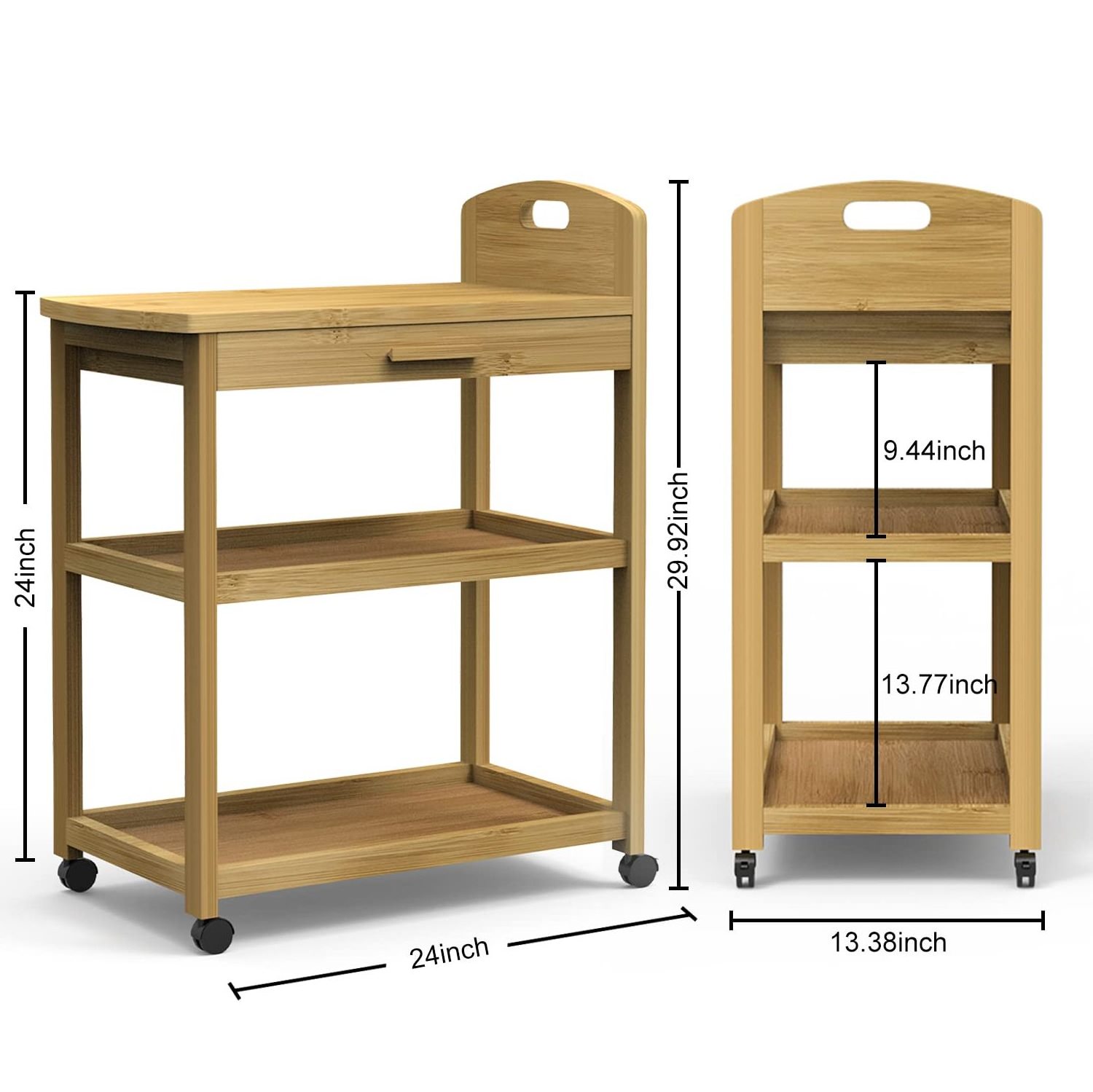 Open shelf for store food preparation trolleys bamboo storage shelf car