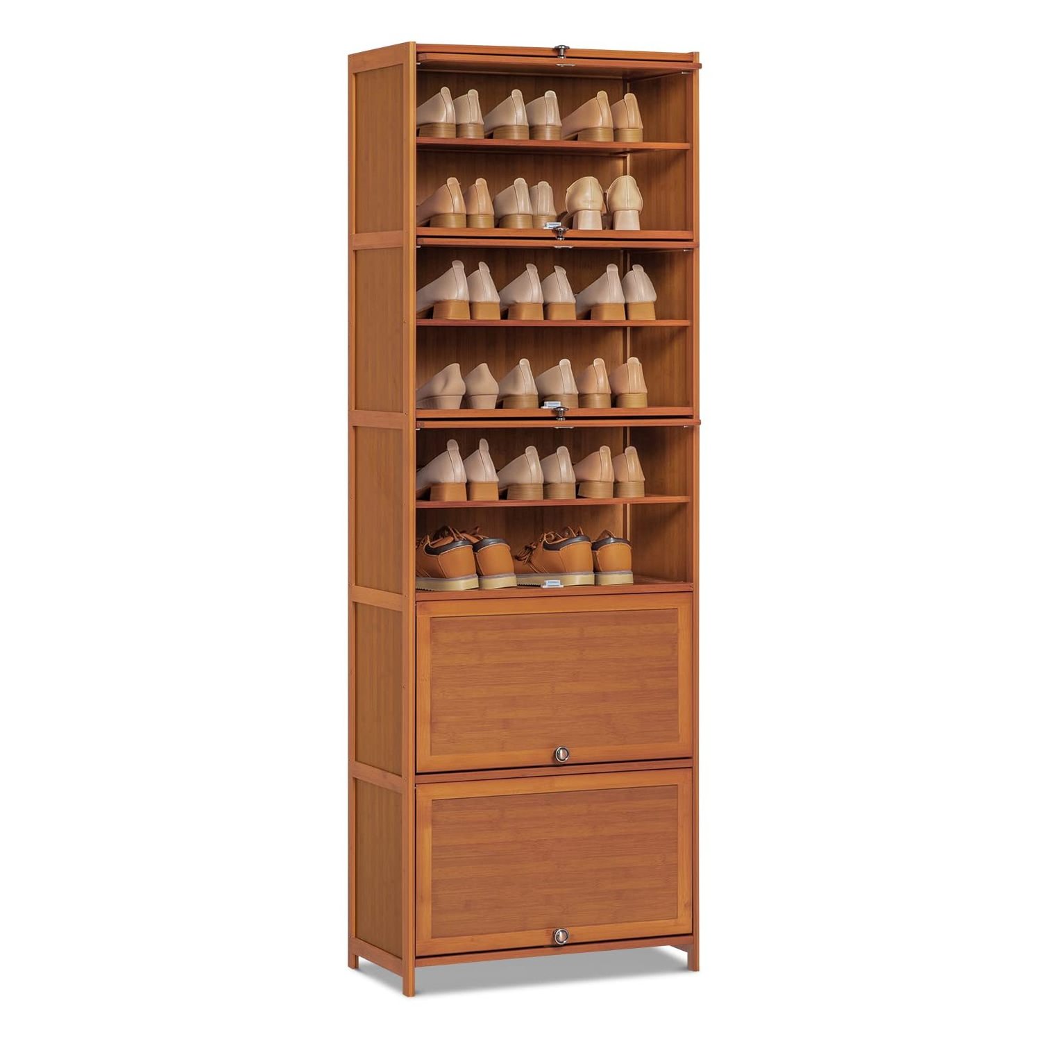 10 story independent high-tube shoe rack bamboo shoe locker