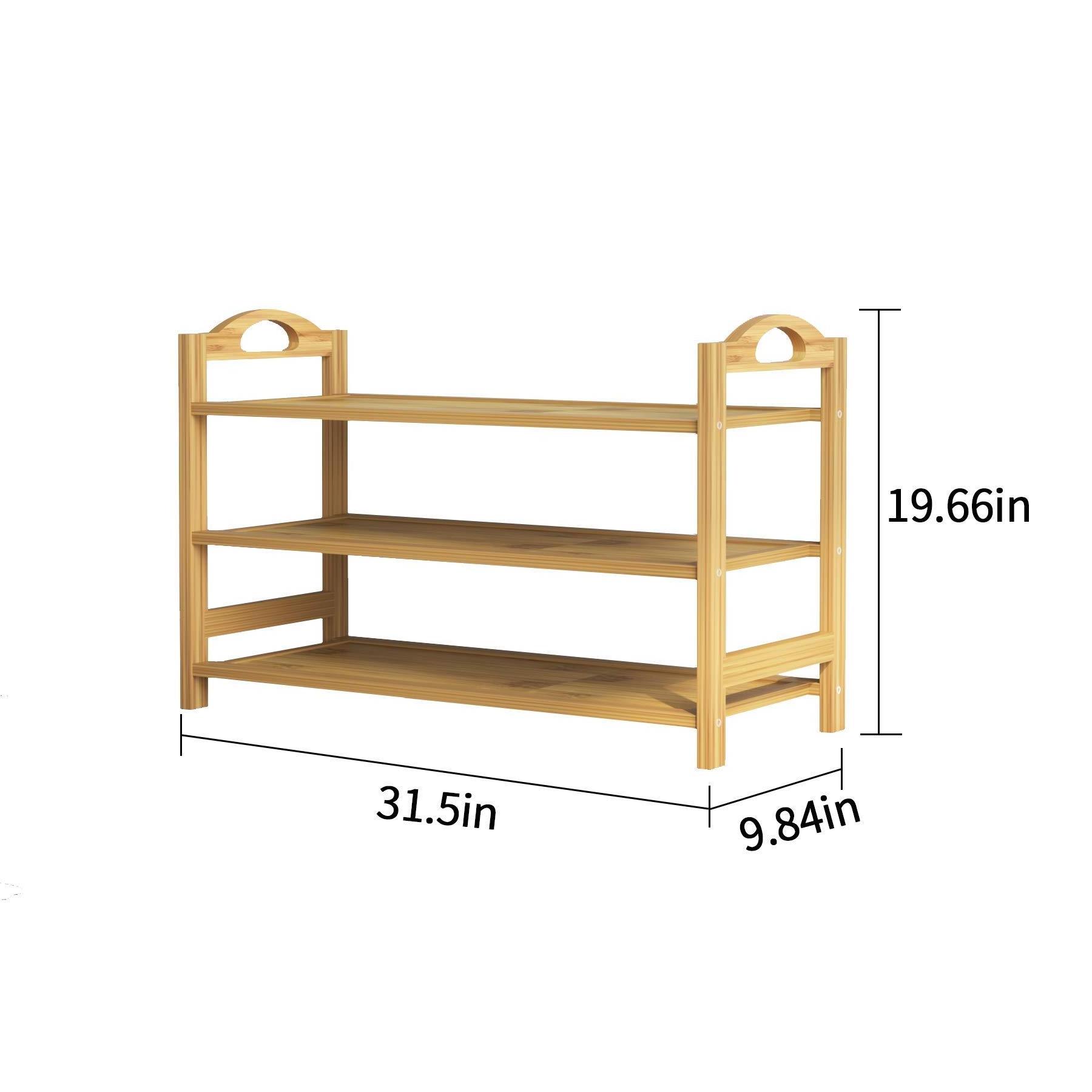 3 layer portable shoe storage large capacity bamboo shoe rack