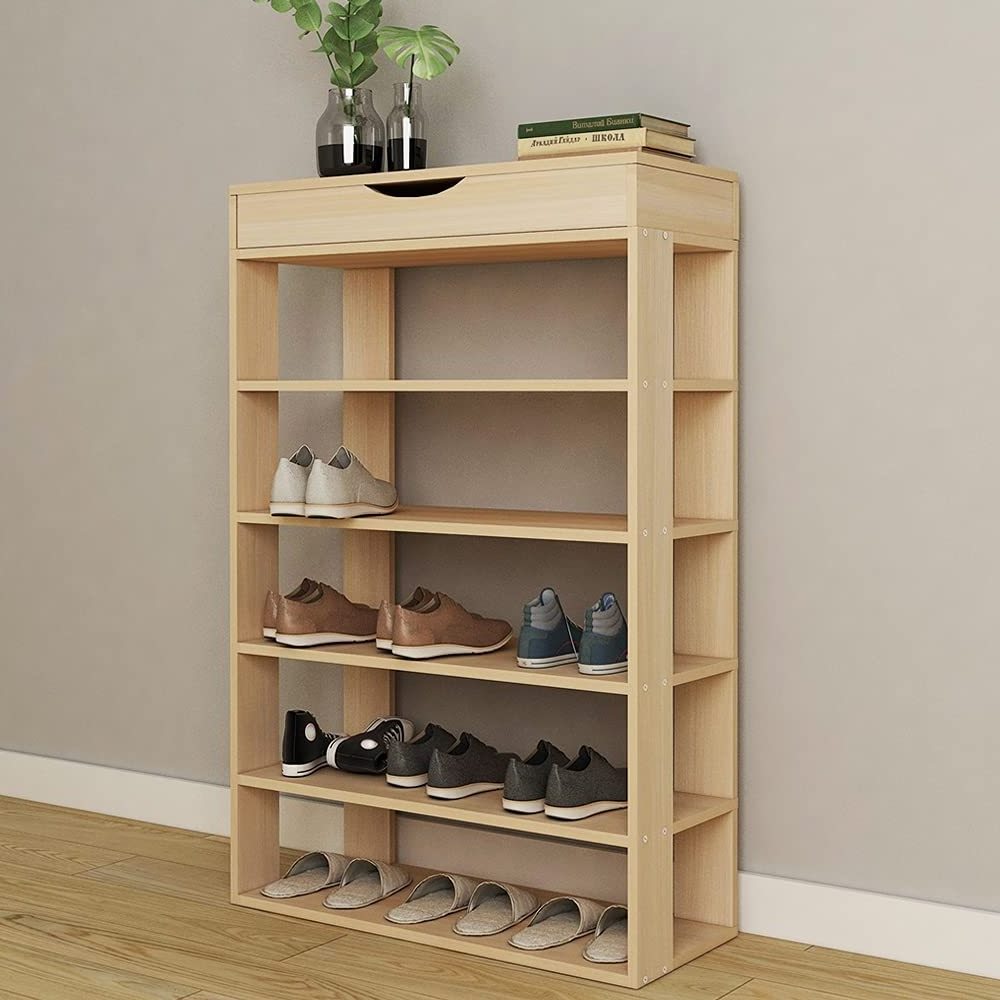 Stable shoe rack with large storage space cabinet style bamboo shoe cabinet