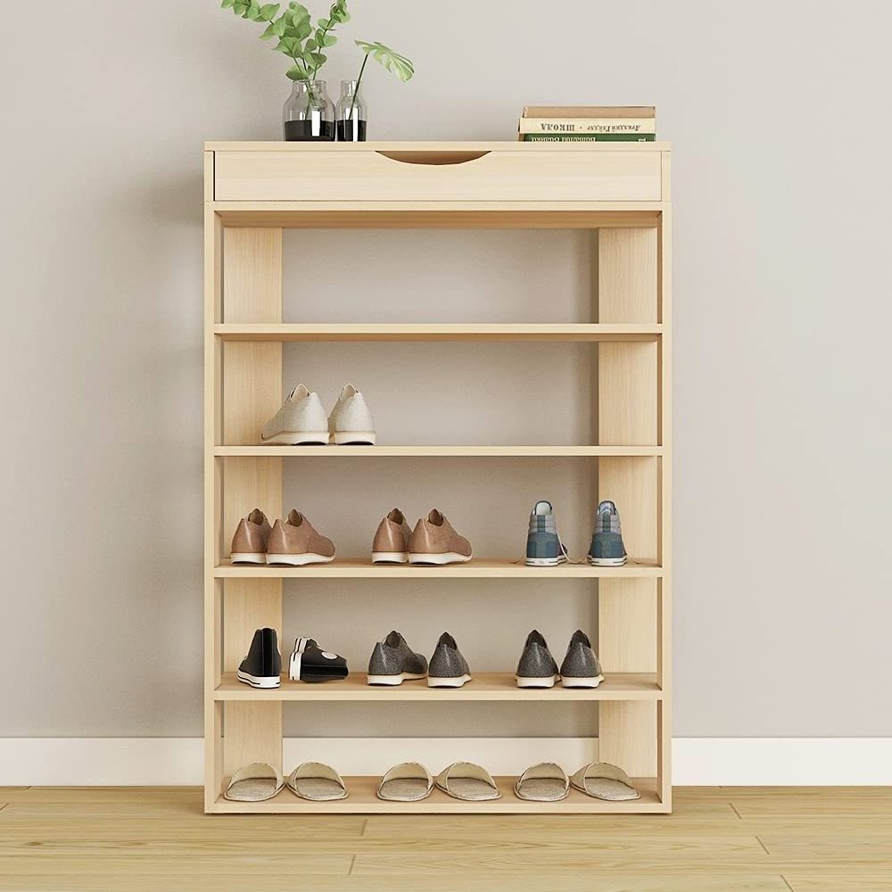 Stable shoe rack with large storage space cabinet style bamboo shoe cabinet