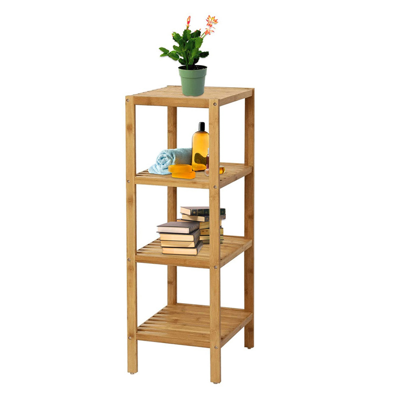 Multifunctional Storage Organizer Bamboo Bathroom Shelf 4-tier Tower Free Standing Rack Storage Holders & Racks Multifunction NB