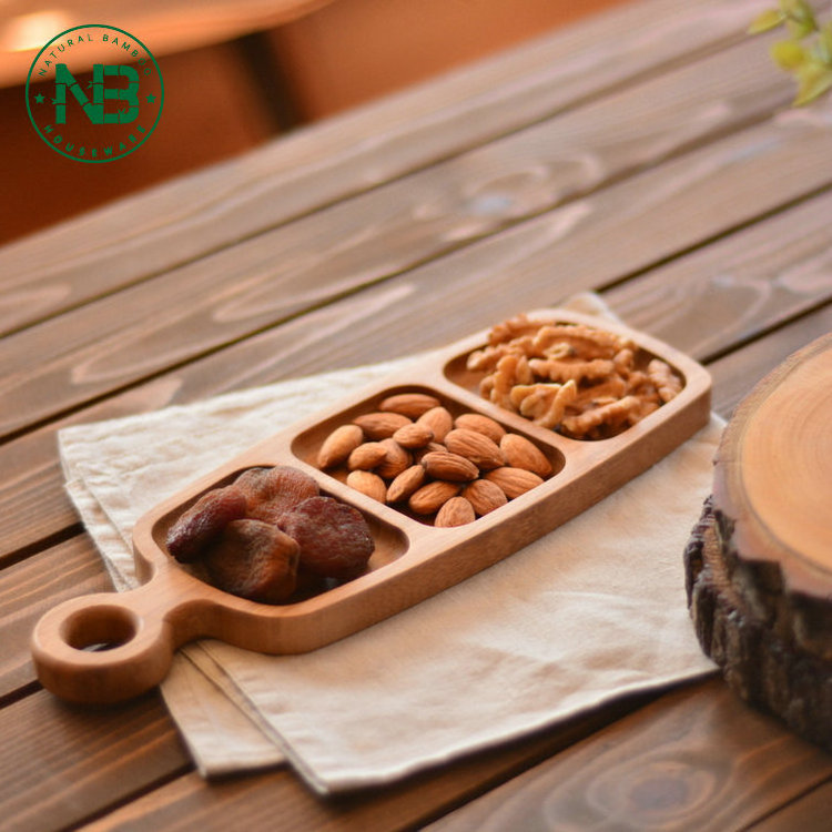 3 divided compartments bamboo turkish food breakfast serving tray